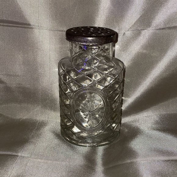 Vintage clear Honeycomb Glass Jar with Metal Holder - Picture 4 of 6